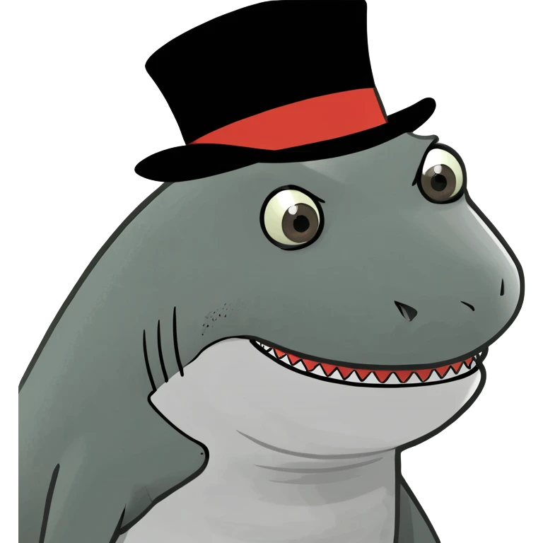 Shark with a top hat emoji