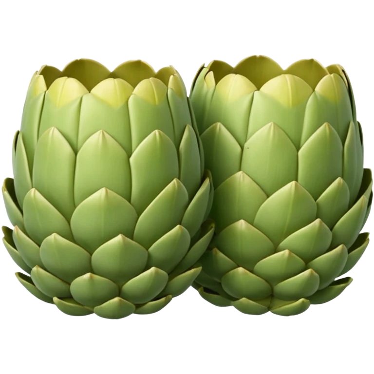 pair or trio of artichoke bottoms, rounded cup shape, pale green to yellow, smooth slightly fibrous, natural ridges, moist tender, no can or garnish, soft lighting, emoji scale emoji