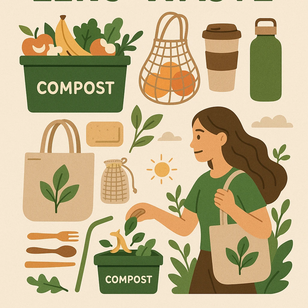 zero waste, composting, reusable items, green lifestyle, eco-conscious living emoji