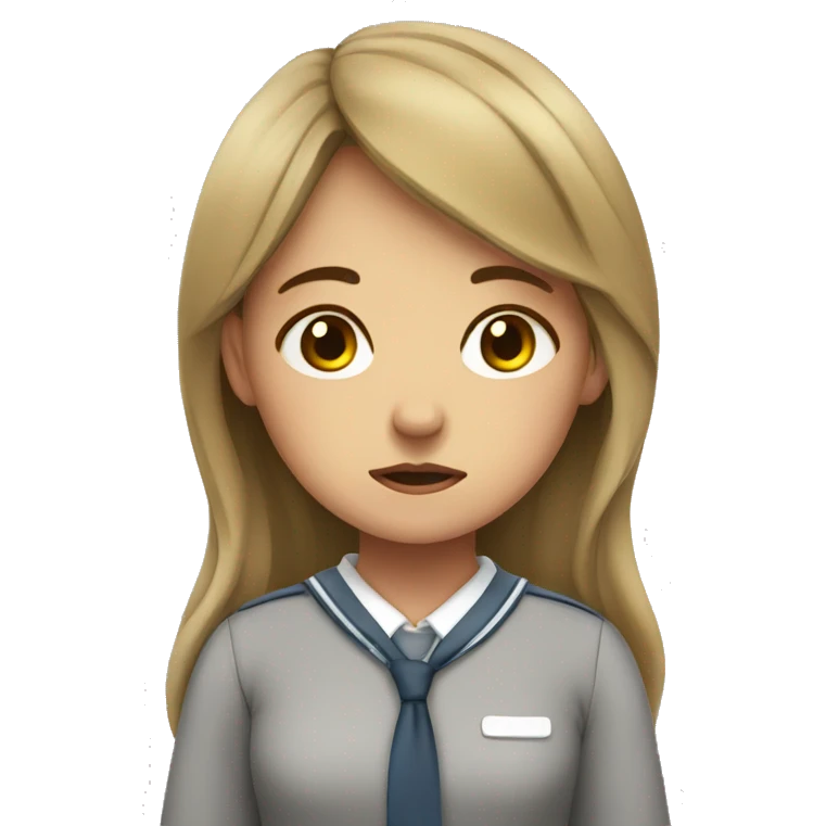 girl in school uniform sad and tired emoji