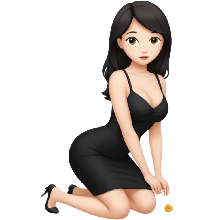 A full-length naked girl with big tits and a beautiful waist stands on all fours emoji