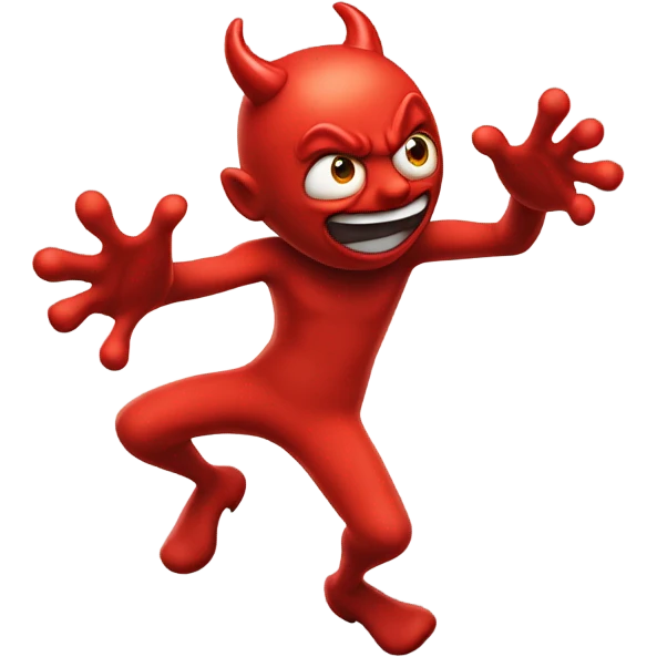 red devil kicking his feet and holding his face emoji
