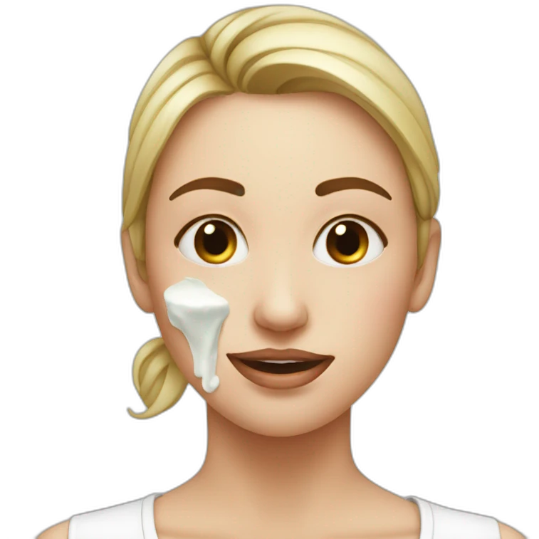 female face with large irregular milk stains emoji