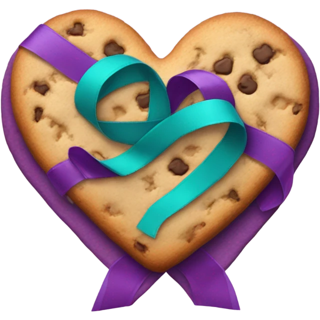 Cookie heart with teal purple support ribbon emoji