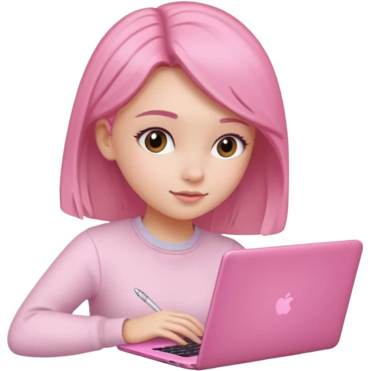  Girly stuff pink soft laptop assigment and clean girl vibes emoji