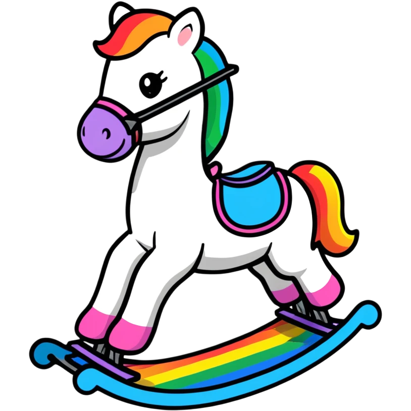 Rainbow gradient rocking horse toy emoji