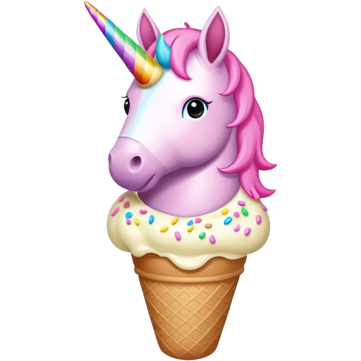 An ice cream with a pink unicorn  emoji