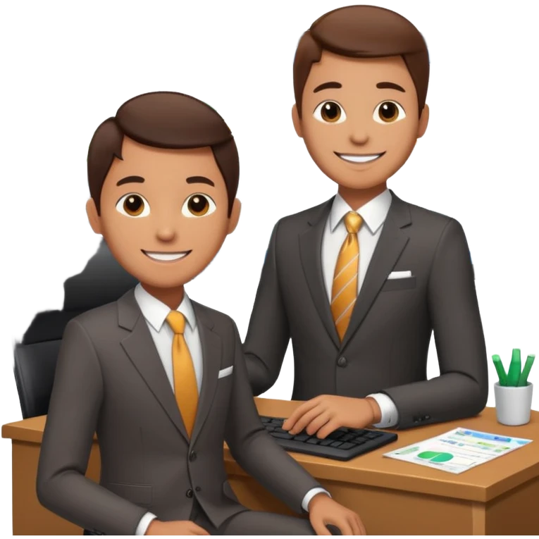 i need an image of a man named clyde who provides basic credit reports. his girlfriend bonny is abind market analyst emoji