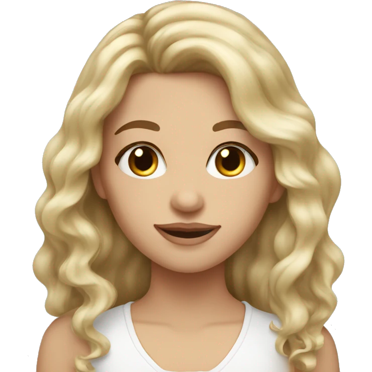 caucasian girl with long wavy dark brown hair and lashes emoji