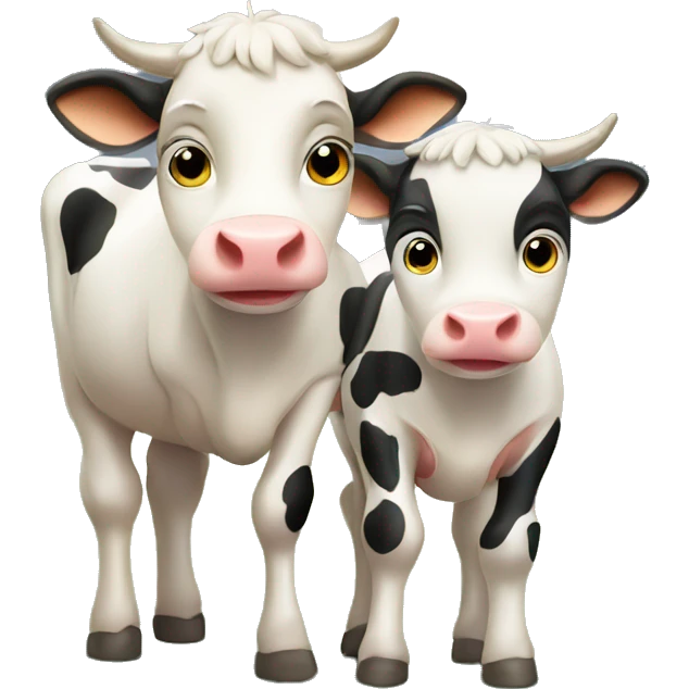 cute cow and calf cartoon emoji