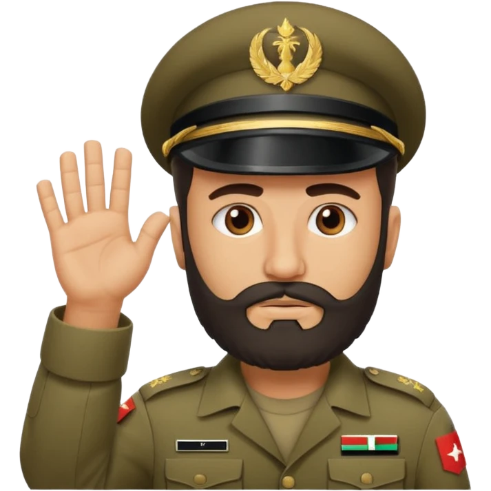 surrenders, depicts an Iraqi soldier from 1980, with a beard, a sad face and raised hands emoji