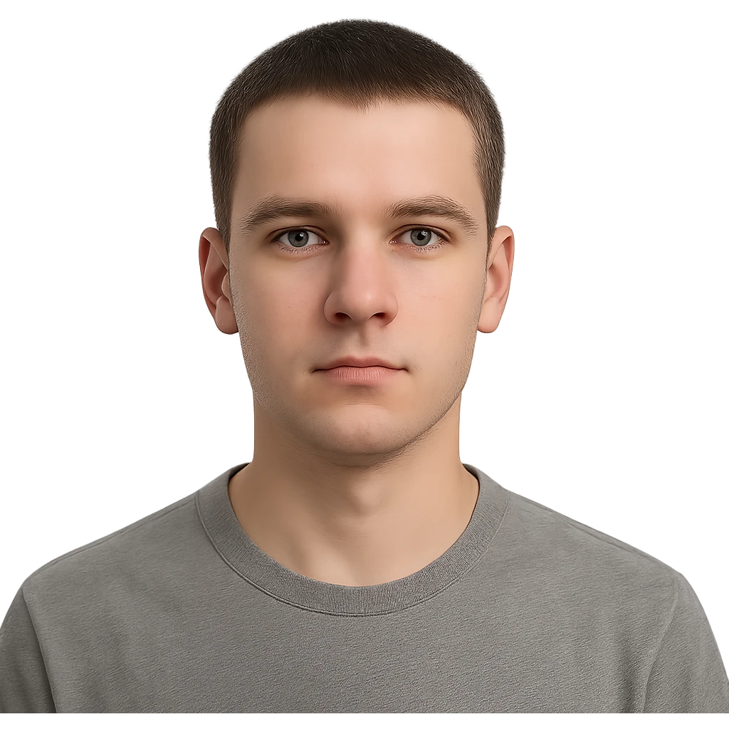 young man with short haircut, neutral facial expression emoji