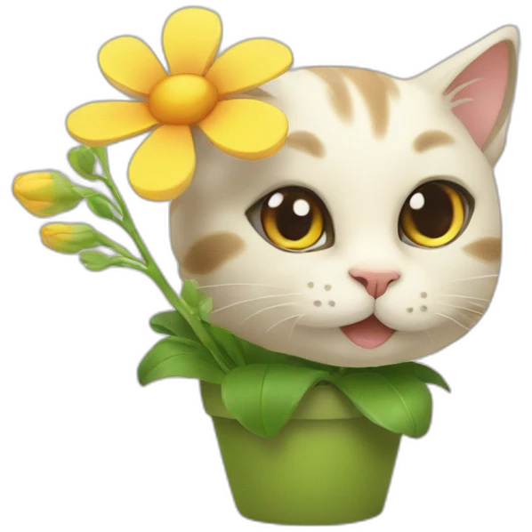 cat sprouting flowers emoji