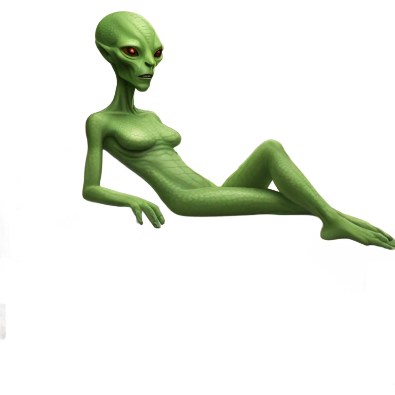 Reptilian alien woman laying on the bed emoji