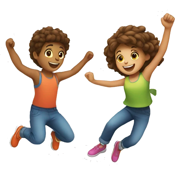 Boy and a girl jumping in a trampoline  emoji