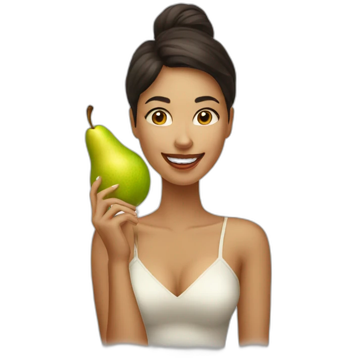 Pretty woman eating pear emoji