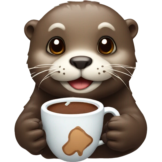 Otter with hot chocolate in its paws emoji