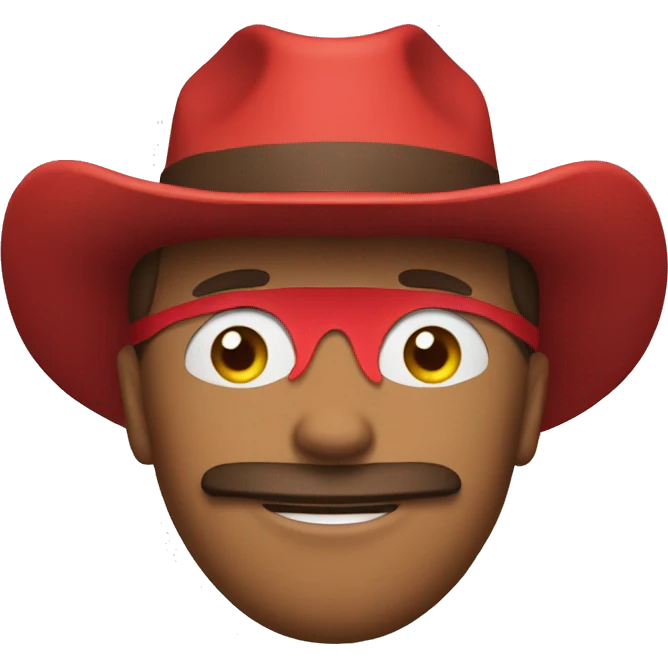 cowboy with red cowboy hat, wearing a red ski mask emoji