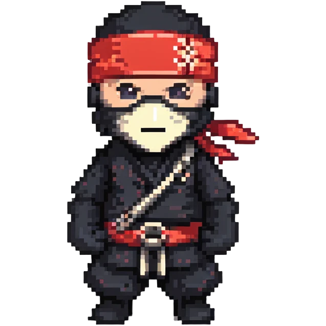 Masked ninja, red headband emoji
