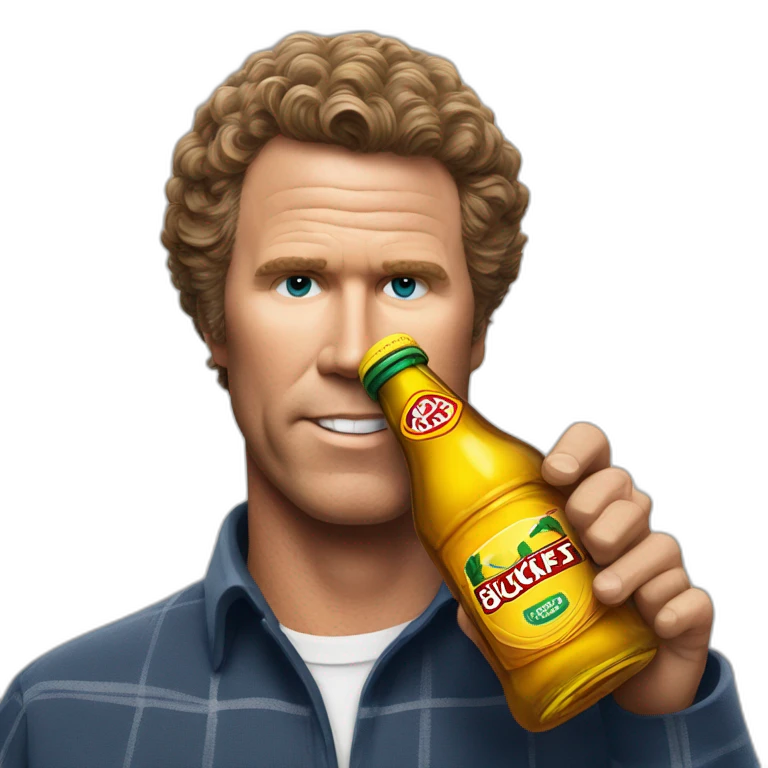 Will Ferrell with a bottle of buckfast emoji