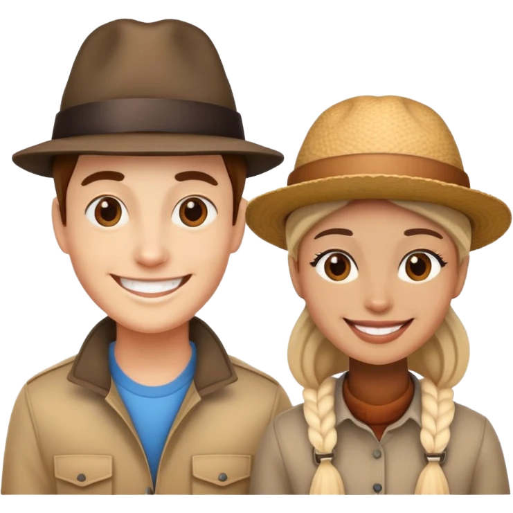 two people with different hats, smiling emoji
