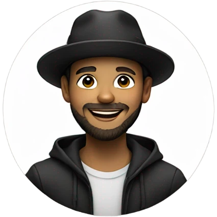 smiling boy in black hat and beard  emoji