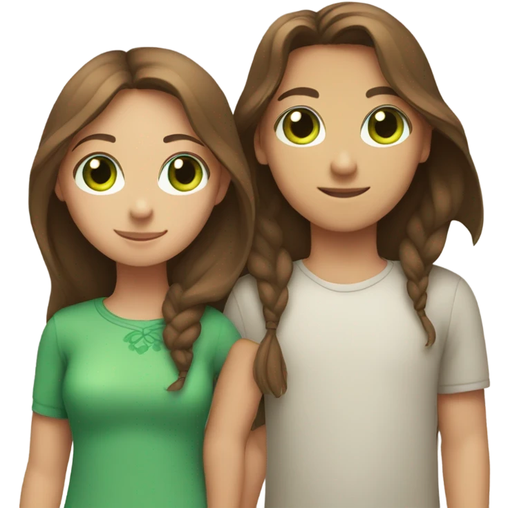 Girl with Brown Hair and Green eyes Holding Hands with Boy with Brown hair emoji
