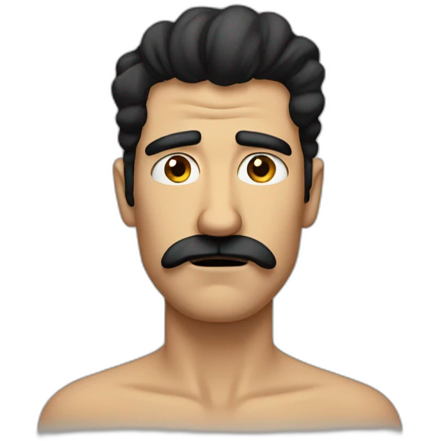 unhappy man with a square black mustache over the mouth and black strangled hair emoji