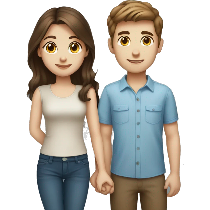 young couple brown hair blue eyed girl and brown hair boy  emoji