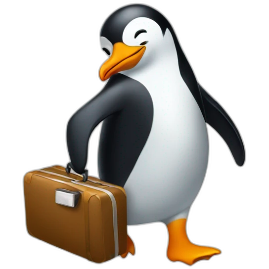 penguin carrying a suitcase walking  emoji