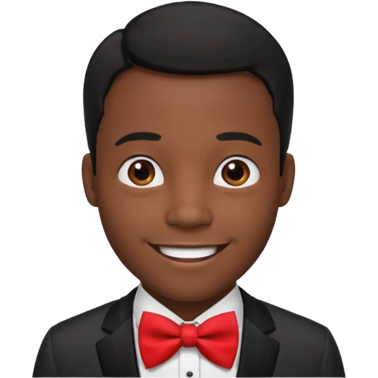 zenci ,siyah saçlı krımızı papyonlu adam emoji