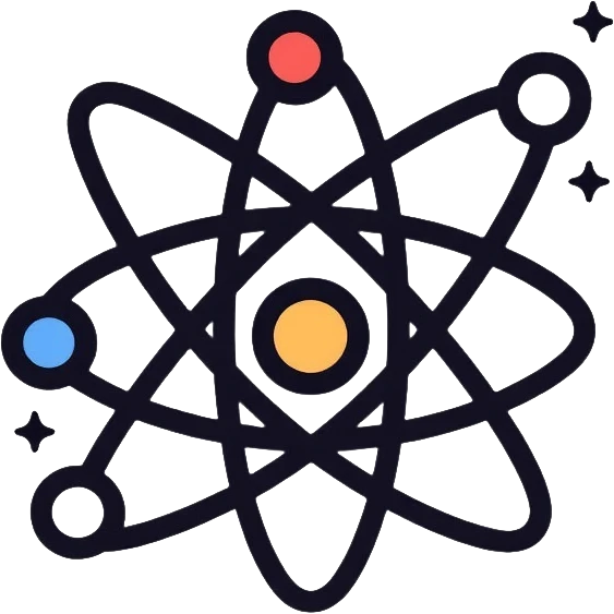 atom with valence electrons shown as outer orbital emoji