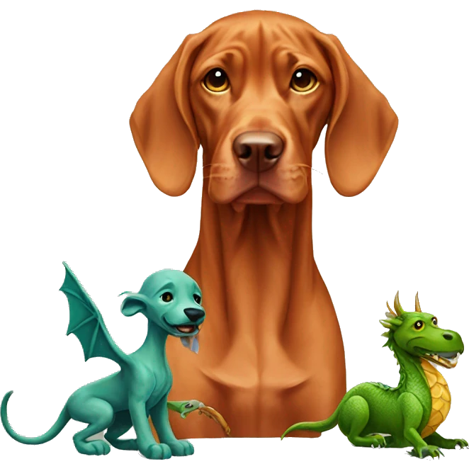 Vizsla with dragon  emoji