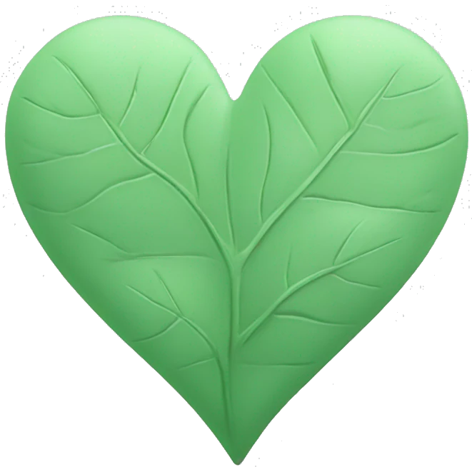 Pastel green heart with leaves emoji