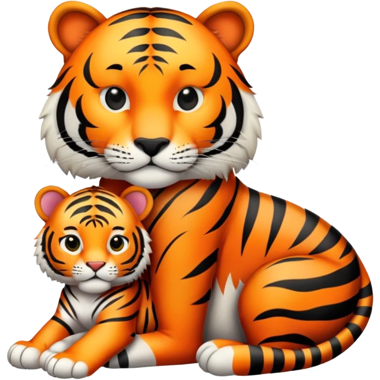 A mama tiger and her baby emoji