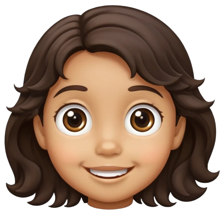smiling toddler face with big eyes, medium skin tone, and dark wavy hair emoji