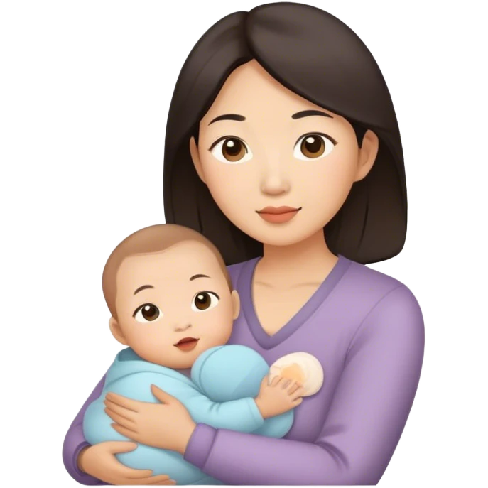 asian mom with baby emoji