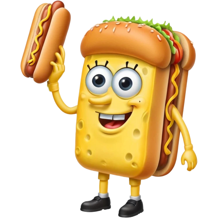 SpongeBob holding a glizzy emoji
