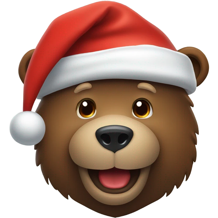 Smiling grizzly bear with Santa hat and beard  emoji