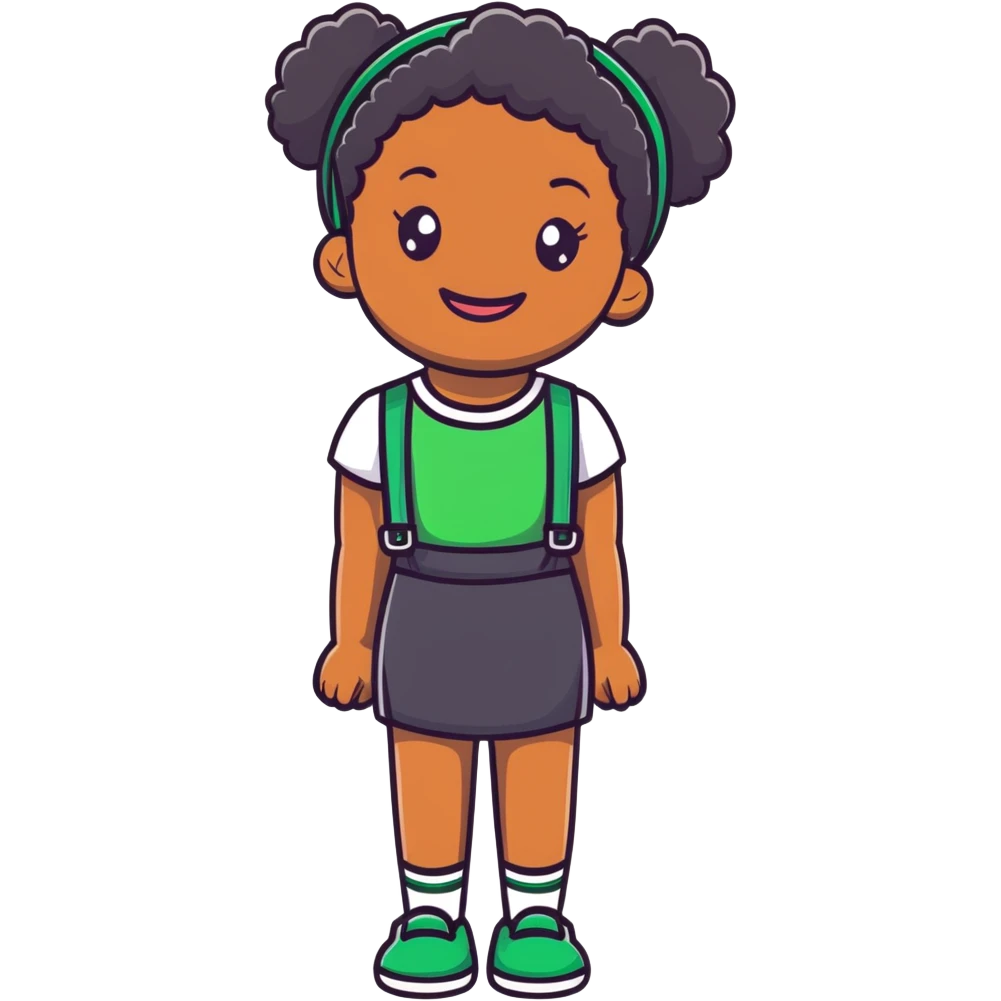 black girl with green braces on her teeth smiling emoji