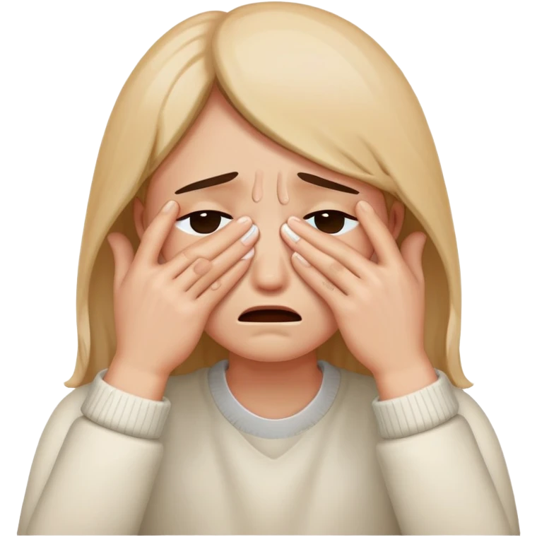 صورتک خندان کج شده دست بر چشم ها گذاشته اشک ریزان emoji