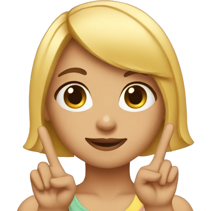 girl show peace sign emoji