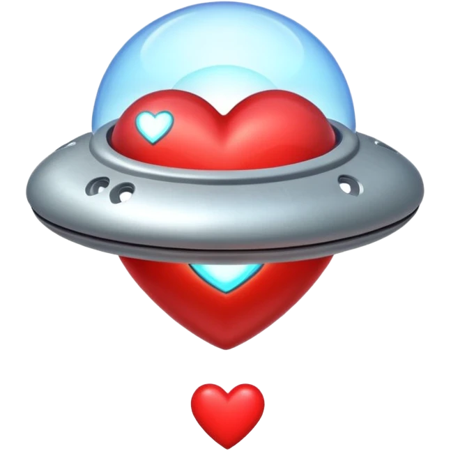 ufo stealing heart flying over heart emoji