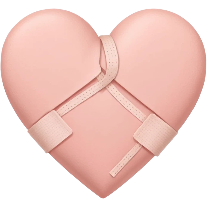 A minimalist pastel illustration of a heart with a small bandage, inspired by the ❤️‍🩹 emoji. Soft pastel colors — dusty pink, blush, baby peach, and cream tones. Gentle lighting, smooth gradients, and a calm, soothing aesthetic. Flat vector style on a light neutral background. emoji