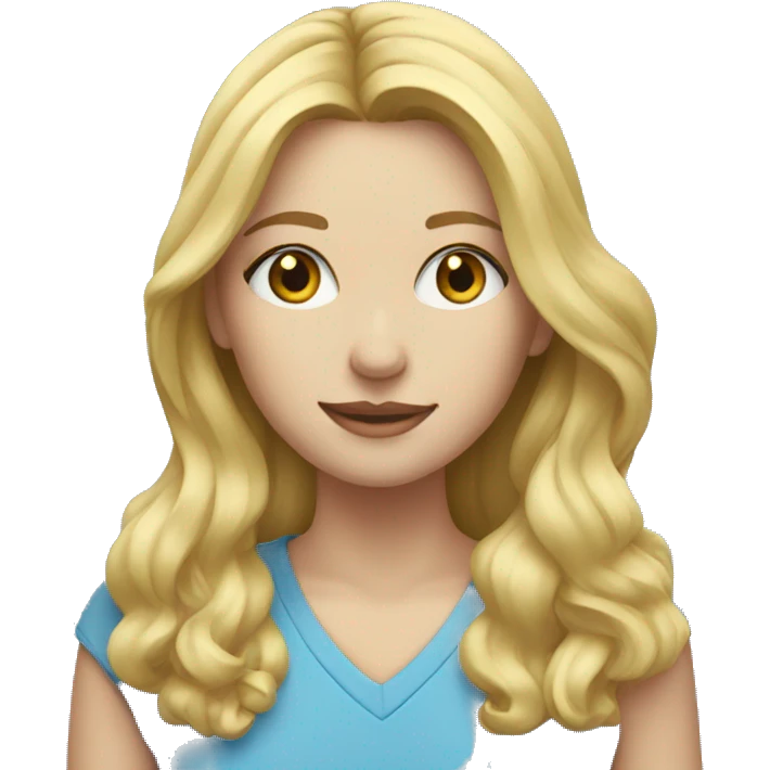 blonde girl portrait on blue emoji
