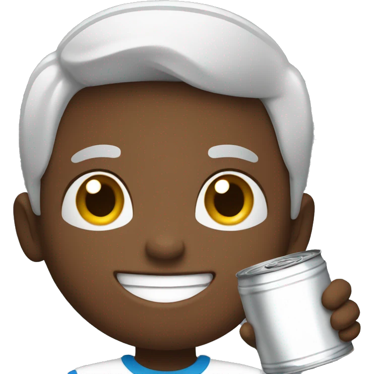 smiling boy holding a can emoji