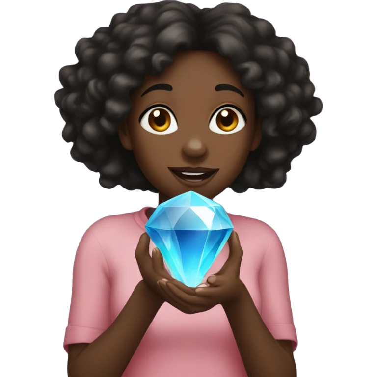 Black girl holding a gem emoji