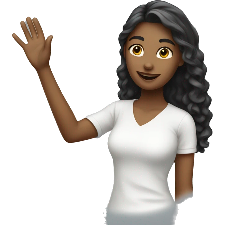 designer girl waving hi emoji