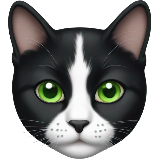 tuxedo cat with green eyes emoji