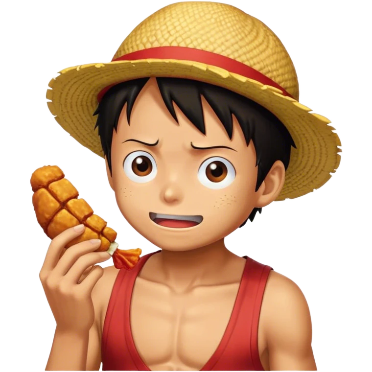 Luffy comiendo un pedazo de pollo emoji